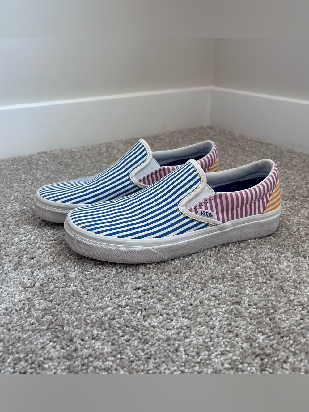 Vans Classic Slip-On Deck Club Multi Stripe Shoes Women’s 8 Men’s 6.5